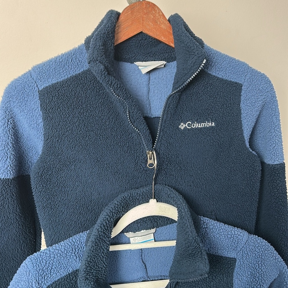 2x Kids Columbia Two-Tone Fleece Jackets in Navy and Blue size small - Picture 2 of 12